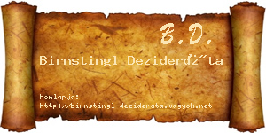 Birnstingl Dezideráta névjegykártya
